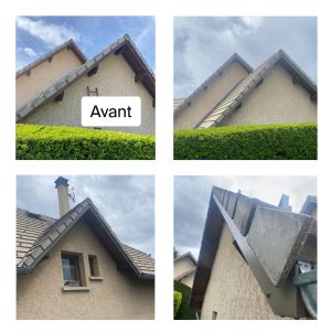Recouvrement des planches de rives en tôle acier laqué d'une villa sur les vignes