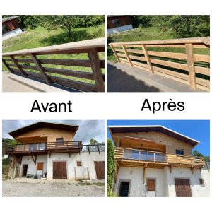 Remise à neuf de barrière sur Prunières avec passe d’un saturateur incolore